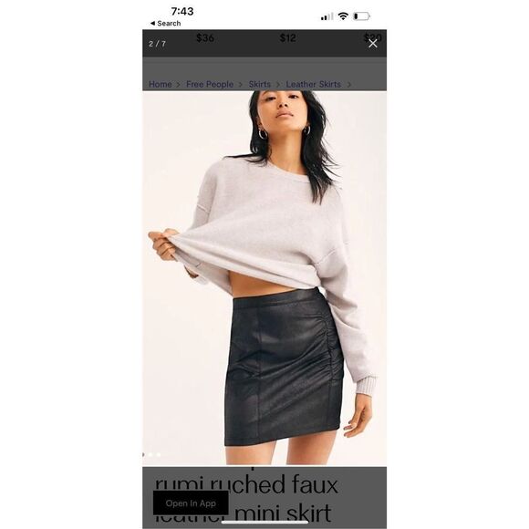 Free People NWT rumi ruched faux leather mini skirt Small $78 - Picture 1 of 7